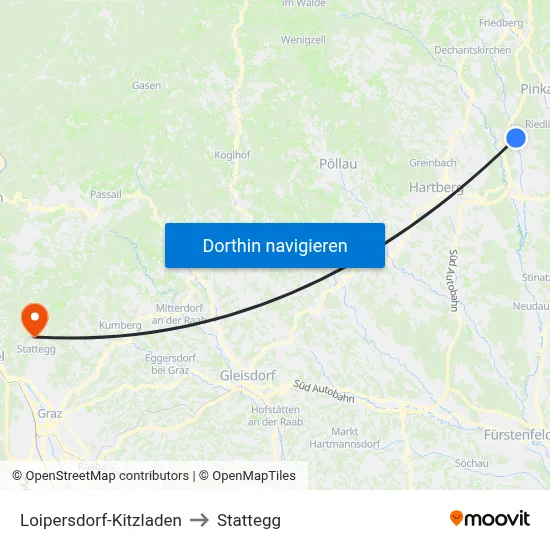 Loipersdorf-Kitzladen to Stattegg map