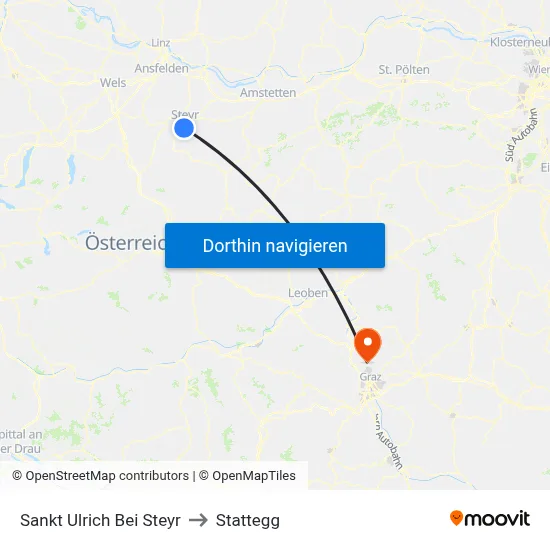 Sankt Ulrich Bei Steyr to Stattegg map