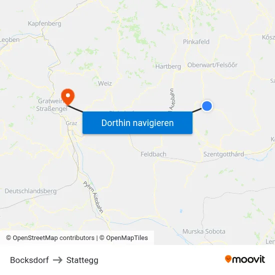 Bocksdorf to Stattegg map