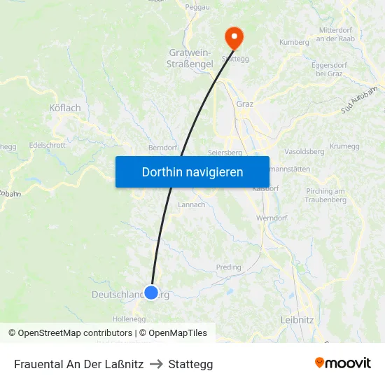Frauental An Der Laßnitz to Stattegg map