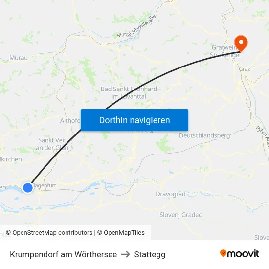 Krumpendorf am Wörthersee to Stattegg map