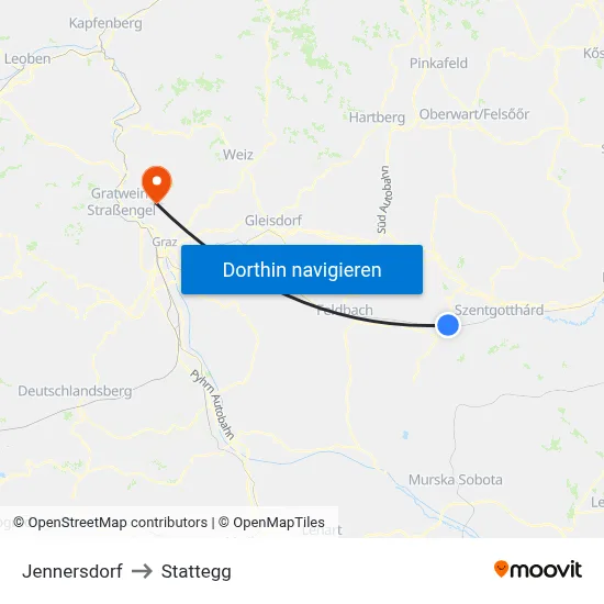 Jennersdorf to Stattegg map