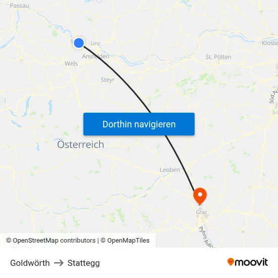 Goldwörth to Stattegg map