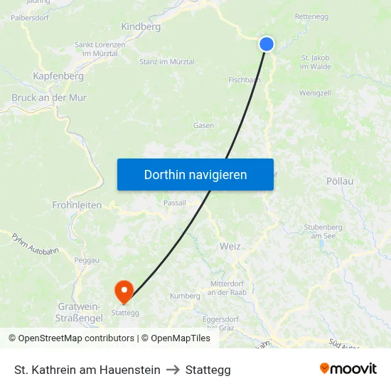St. Kathrein am Hauenstein to Stattegg map
