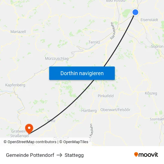 Gemeinde Pottendorf to Stattegg map