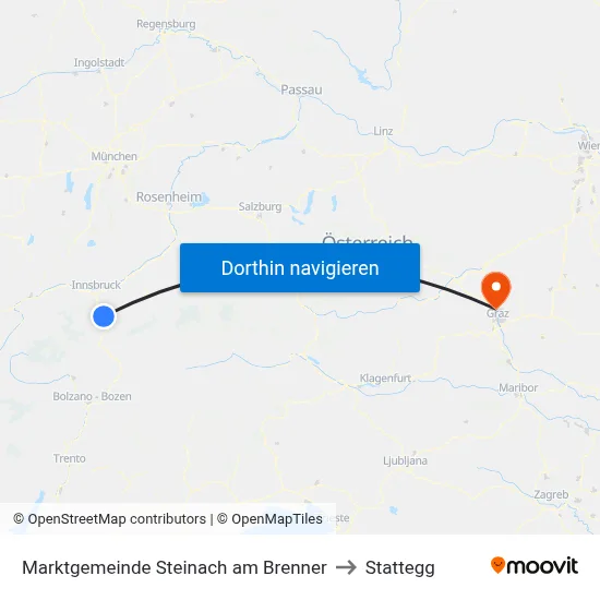 Marktgemeinde Steinach am Brenner to Stattegg map