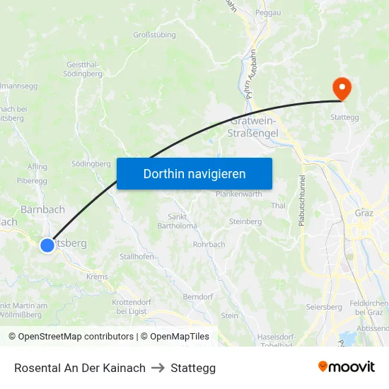 Rosental An Der Kainach to Stattegg map