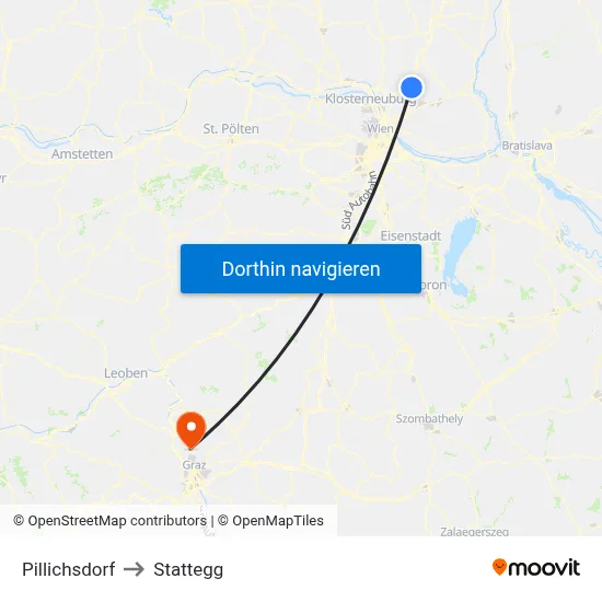 Pillichsdorf to Stattegg map