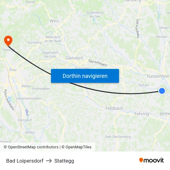 Bad Loipersdorf to Stattegg map