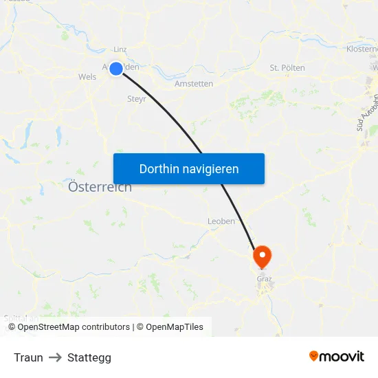 Traun to Stattegg map