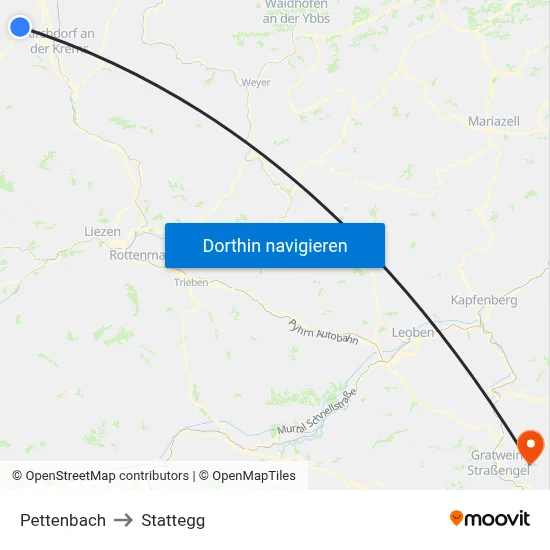 Pettenbach to Stattegg map