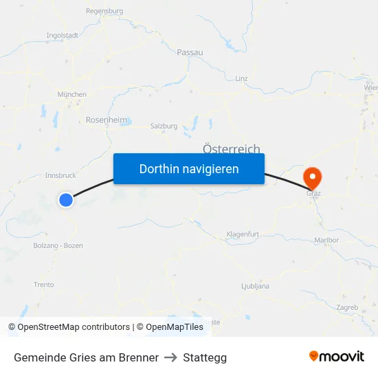 Gemeinde Gries am Brenner to Stattegg map
