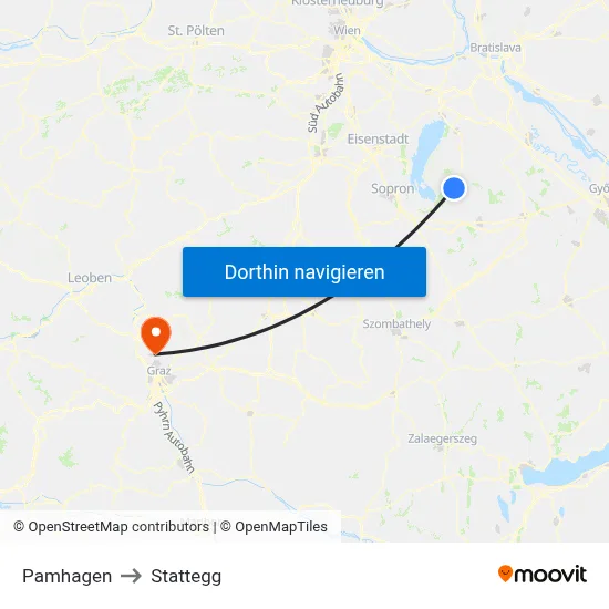 Pamhagen to Stattegg map