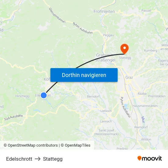 Edelschrott to Stattegg map