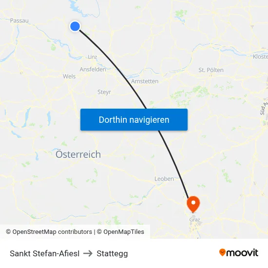 Sankt Stefan-Afiesl to Stattegg map