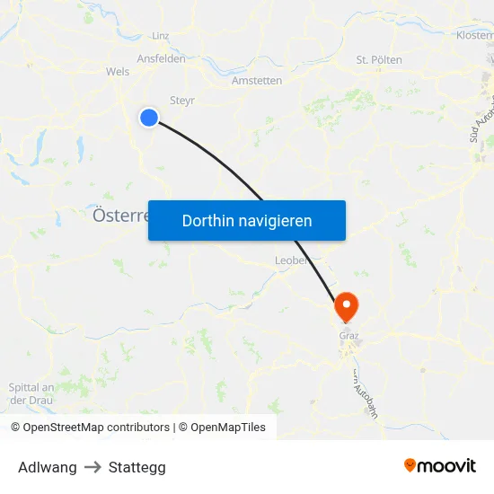 Adlwang to Stattegg map