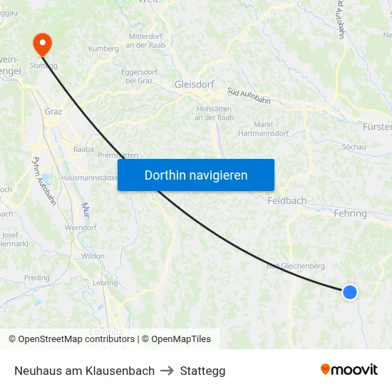 Neuhaus am Klausenbach to Stattegg map