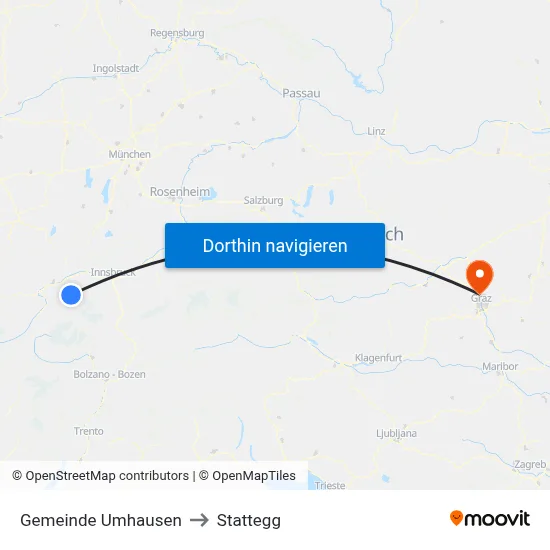 Gemeinde Umhausen to Stattegg map