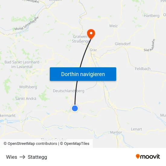 Wies to Stattegg map