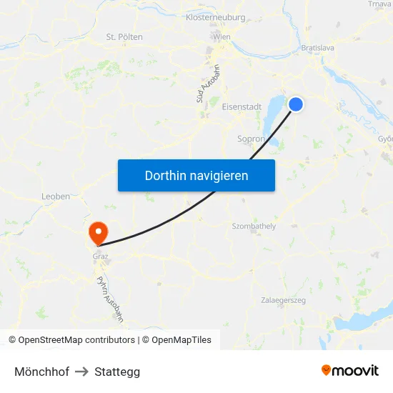 Mönchhof to Stattegg map