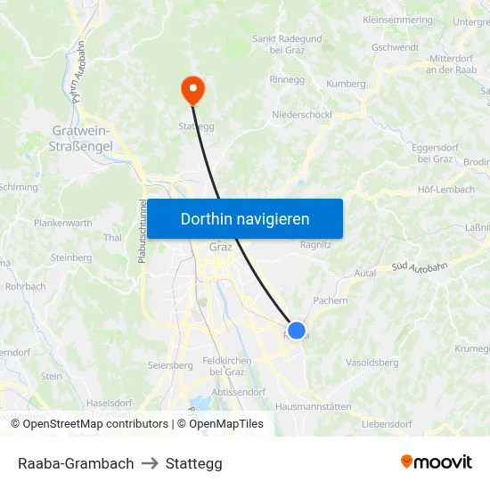 Raaba-Grambach to Stattegg map