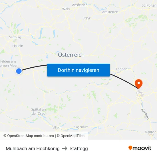 Mühlbach am Hochkönig to Stattegg map
