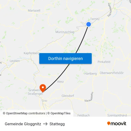 Gemeinde Gloggnitz to Stattegg map