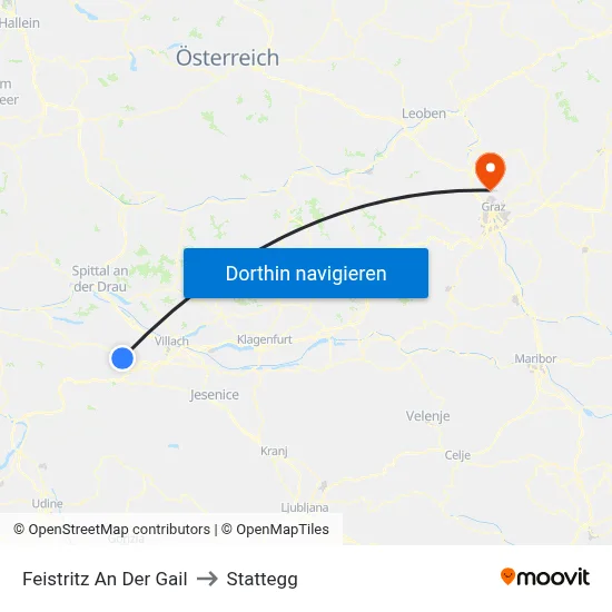 Feistritz An Der Gail to Stattegg map