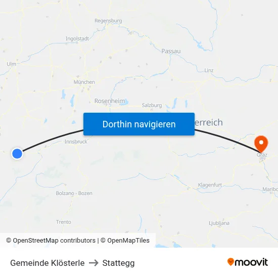 Gemeinde Klösterle to Stattegg map