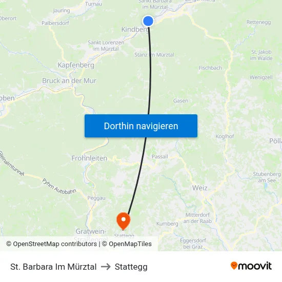 St. Barbara Im Mürztal to Stattegg map