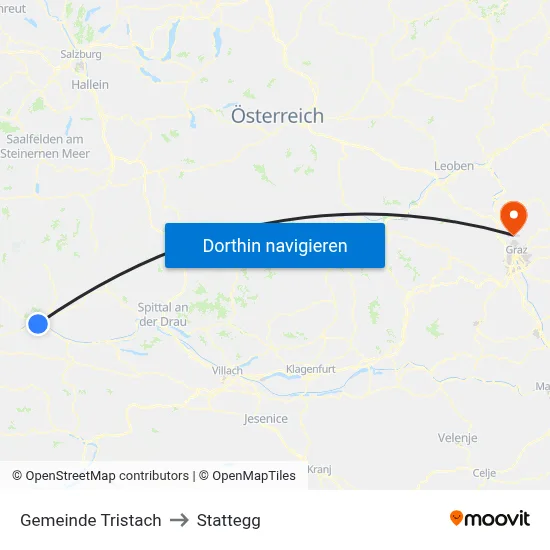 Gemeinde Tristach to Stattegg map