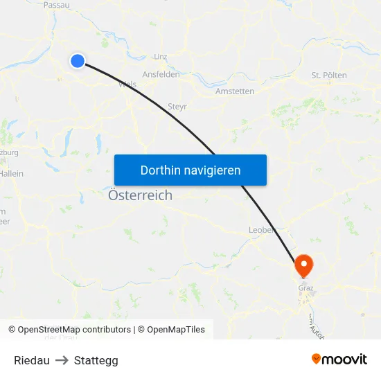 Riedau to Stattegg map