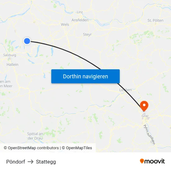 Pöndorf to Stattegg map