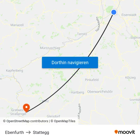 Ebenfurth to Stattegg map
