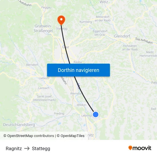 Ragnitz to Stattegg map