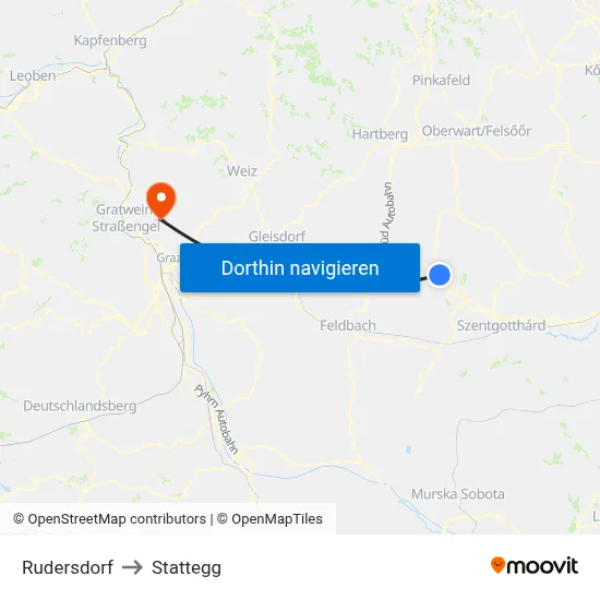 Rudersdorf to Stattegg map