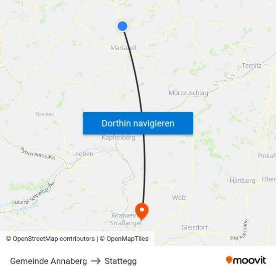 Gemeinde Annaberg to Stattegg map