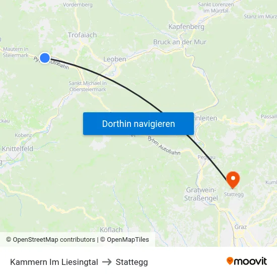 Kammern Im Liesingtal to Stattegg map
