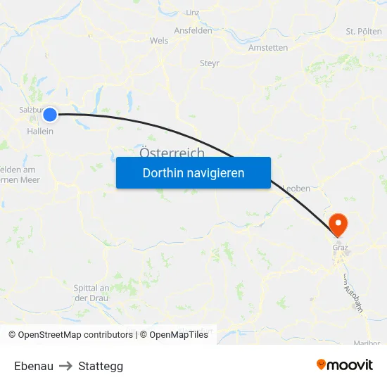Ebenau to Stattegg map