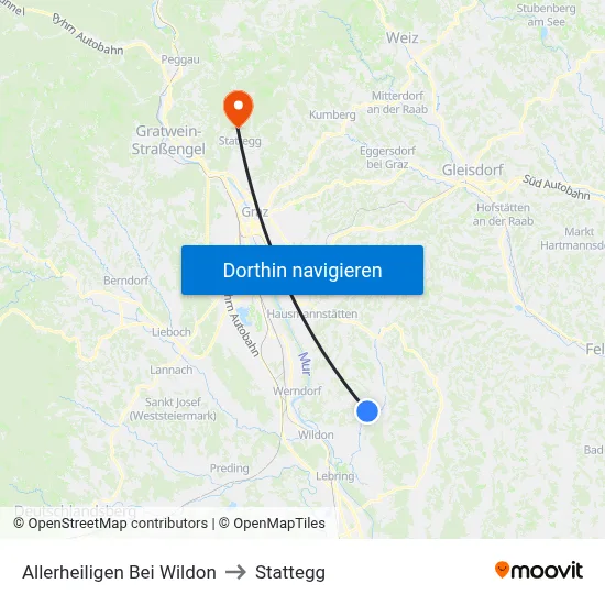 Allerheiligen Bei Wildon to Stattegg map