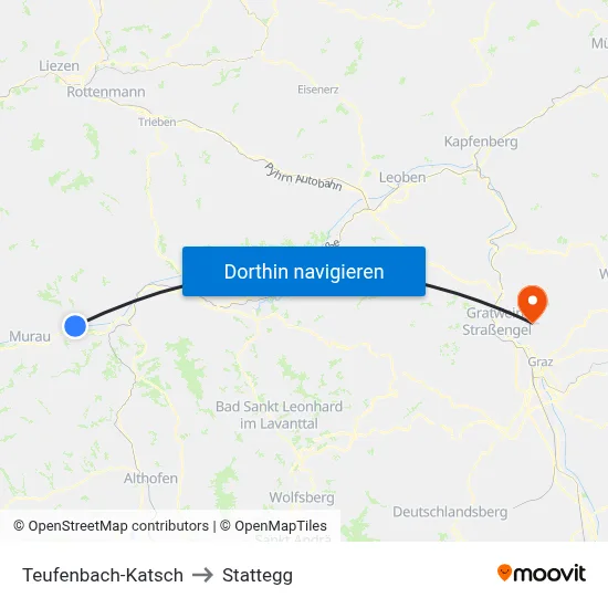 Teufenbach-Katsch to Stattegg map