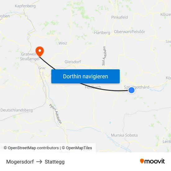Mogersdorf to Stattegg map