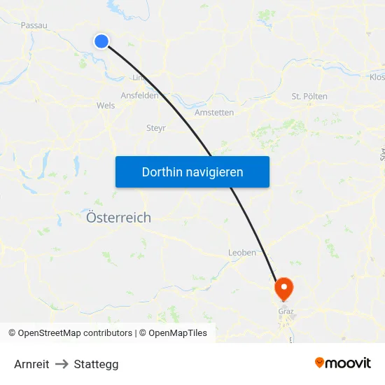 Arnreit to Stattegg map