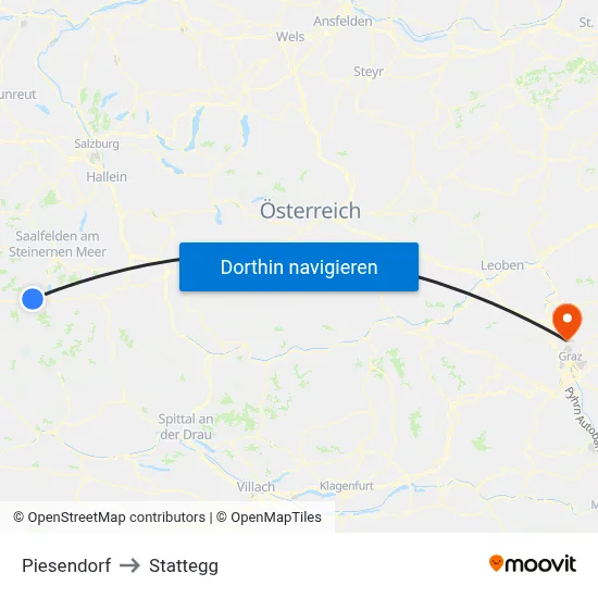Piesendorf to Stattegg map