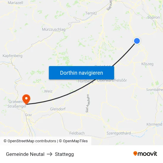Gemeinde Neutal to Stattegg map