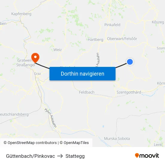 Güttenbach/Pinkovac to Stattegg map