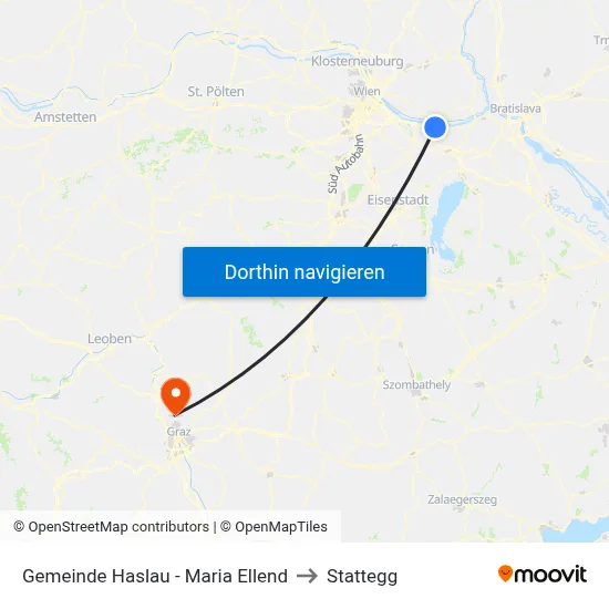 Gemeinde Haslau - Maria Ellend to Stattegg map