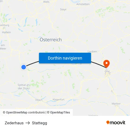 Zederhaus to Stattegg map