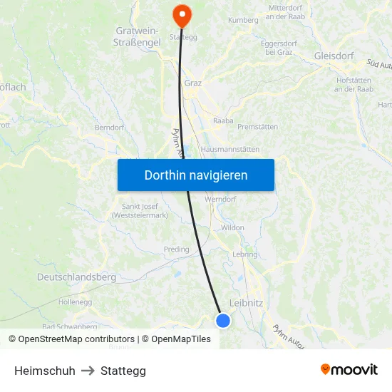 Heimschuh to Stattegg map