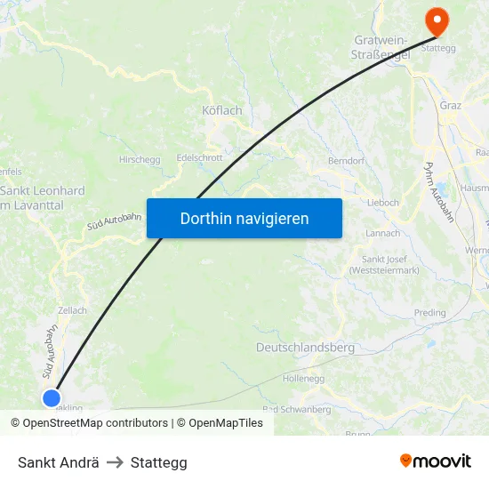 Sankt Andrä to Stattegg map